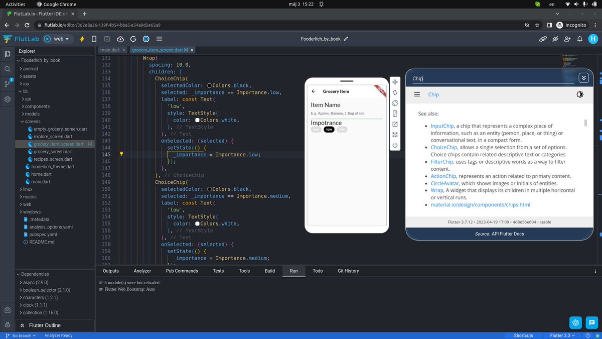 HappyDivchyna's tweet photo. ChoiceChip: Allows the user to make a single selection given a set of options.
@FlutLab Sandbox - https://t.co/dTXQhP5C9I (play with code).  
#100DaysofCode with "Flutter Apprentice" https://t.co/nqQheCt0Gw