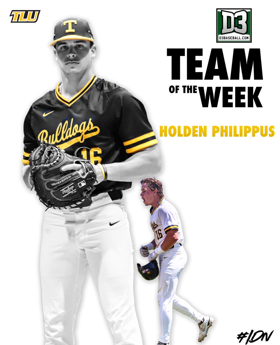 Not done yet 🤫

After a dominant week at &amp; behind the plate, <a href="/holdenphilippus/">Holden Philippus</a> has been named to the <a href="/d3baseball/">D3baseball</a> Team of the Week!

🗞️: tlubulldogs.com/sports/bsb/202…

#IDN | #TLUBaseball