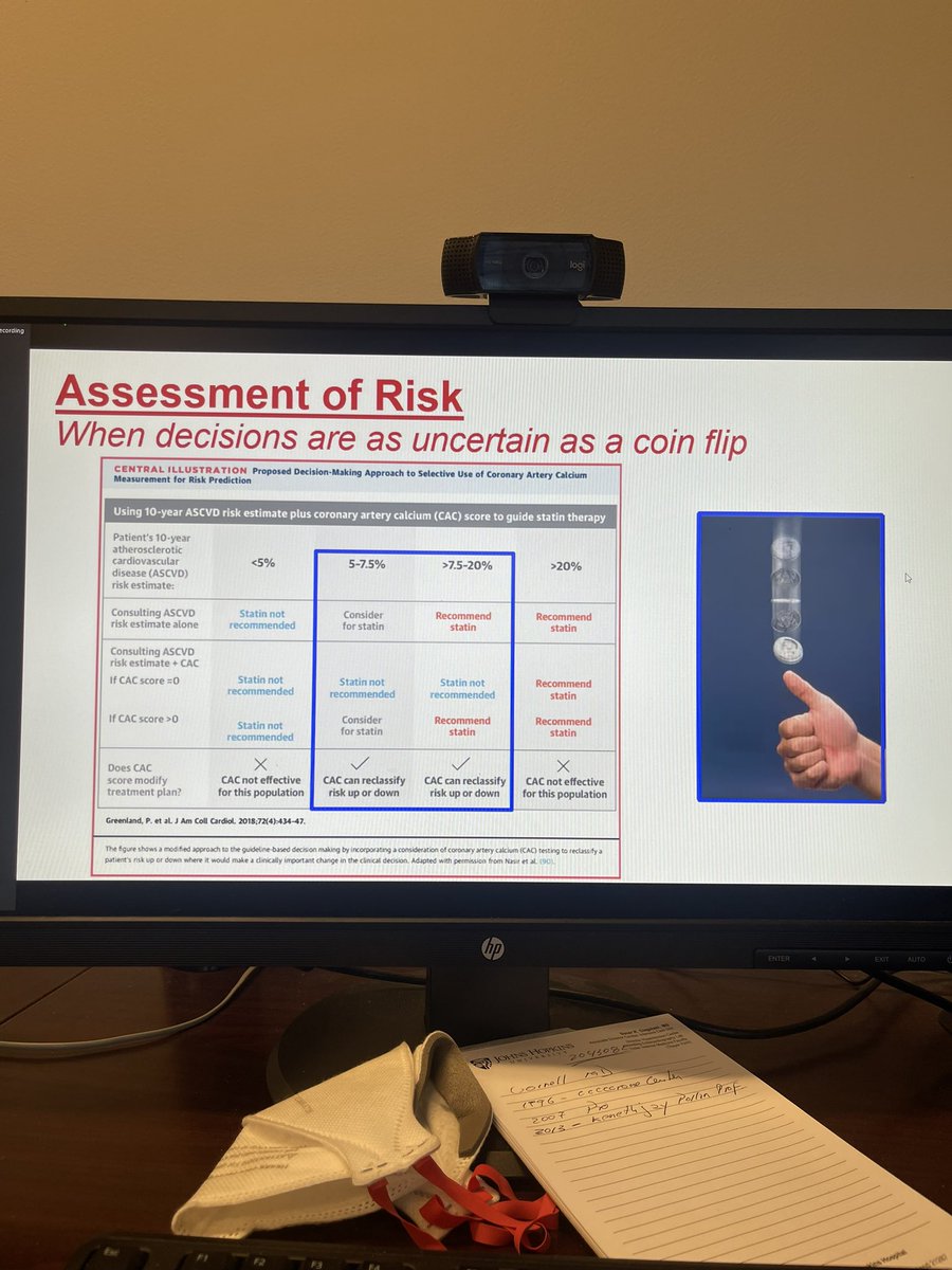 Fantastic @hopkinsheart Grand rounds on cardiac prevention by our @CiccaroneCenter director @rblument1 Thank you Roger for clearing the waters with scientific evidence!