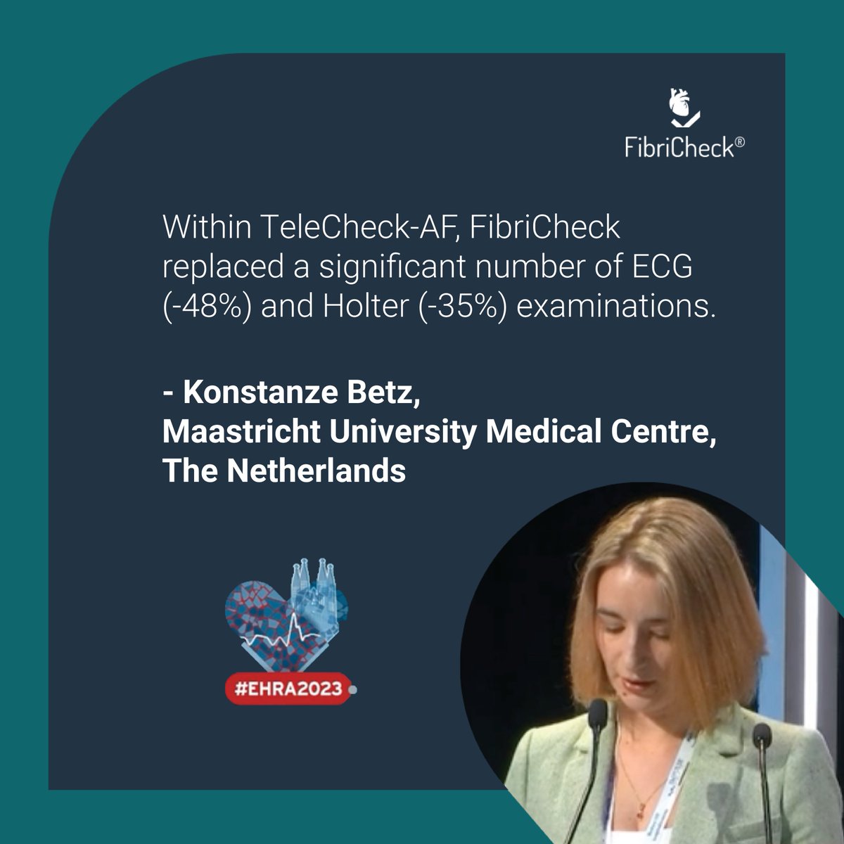 Recap #EHRA2023 e-cardiology award session: #TeleCheckAF has demonstrated that #FibriCheck significantly improves healthcare efficiency, replacing 35% of the Holter examinations in clinical routine. 

More info about FibriCheck in your clinical practice? bit.ly/41Nhl2M