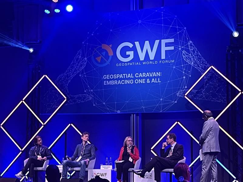 NGIGN_BeGeo's tweet photo. The NGI is at the #GWF2023 🌎 this week! Today our DG Ingrid Vanden Berghe, alongside reps from #META #TOMTOM #ESRI, discussed how #Openmapdata can help democratization and commoditization of geospatial value in economy and society, facilitate new public-private partnerships 🤝 https://t.co/NhuO004MUc