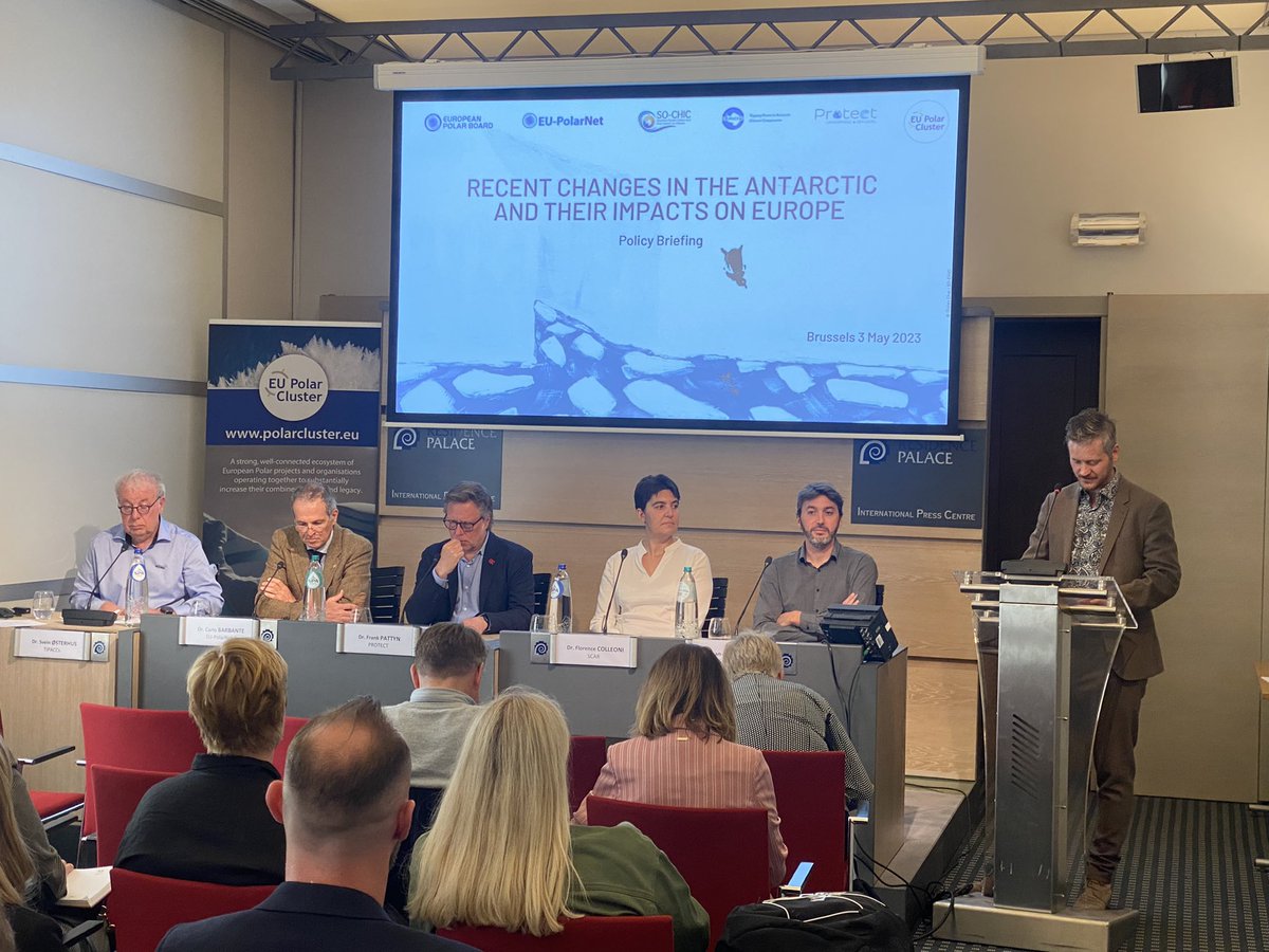 What is the link between EU-funded #Antarctic research & sea-level rise and #climatechange impacts on Europe and #EUpolicy? We are having an interesting panel discussion at today's policy briefing in Brussels!