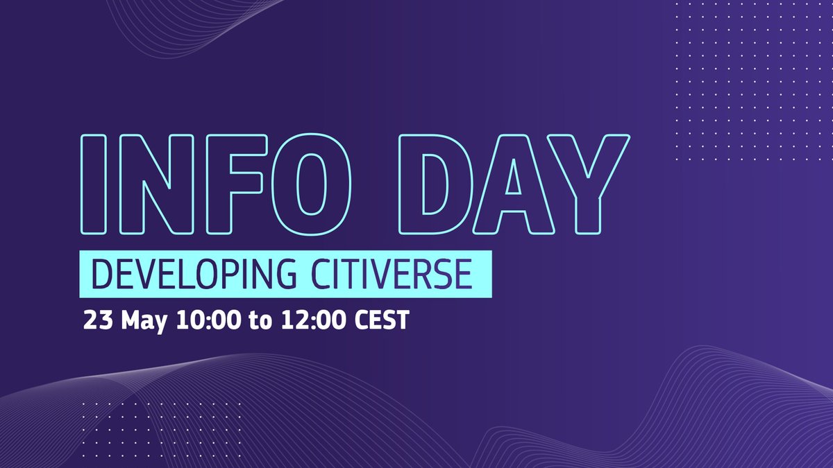 Development Information (@development_rt) on Twitter photo RT @2ndtonone_OIA: RT <a href="/ConnectCitiesEU/">ConnectCitiesEU</a>: 📣Funding Opportunity!
Don't miss our info day on Developing #Citiverse Bringing #VirtualWorlds to #citizens and their #smartcommunities.
🗓️ 23/05 10:00 CEST
Register➡️scic.ec.europa.eu/ew/register/dg…
#VirtualReality… RT @2ndtonone_OIA: RT <a href="/ConnectCitiesEU/">ConnectCitiesEU</a>: 📣Funding Opportunity!
Don't miss our info day on Developing #Citiverse Bringing #VirtualWorlds to #citizens and their #smartcommunities.
🗓️ 23/05 10:00 CEST
Register➡️scic.ec.europa.eu/ew/register/dg…
#VirtualReality…
