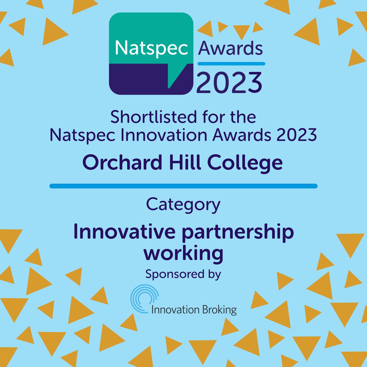 O_H_College's tweet photo. We are delighted to have been shortlisted for an @Natspec Innovation Award 2023. #NatspecInnovationAwards #NatspecAwards https://t.co/ucrbhsJQit