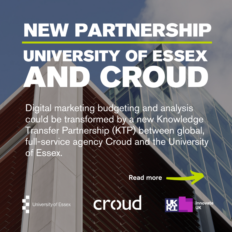 UoE_Business's tweet photo. Global scale, digital marketing agency @CroudMarketing are partnering with world-class academics from the @Uni_of_Essex to innovatively enhance Croud’s industry-leading marketing measurements and incrementality solutions.

Read more here: https://t.co/UYFALuQ1hB