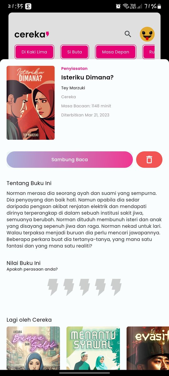 IZZBERHAN's tweet image. Menarik cerita ni! Pendek je! Tau2 dh bab ke 7 🤭 
Debor2 juga. Ye aku mmg mudah berdebor. Best! Rasanya mau esk dh habis baca. 
#IsterikuDiMana
#IzzMembaca
#Cereka