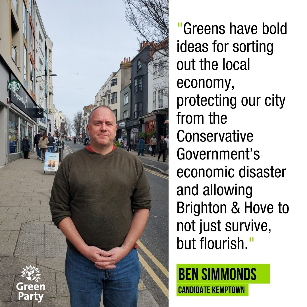 Greens pledge to take action for a thriving economy
✅Develop the circular economy, reusing and repurposing
✅Develop local food production
✅Work with Hydrogen Sussex to invest in hydrogen across the region

#VoteGreen for a thriving economy 🗳️