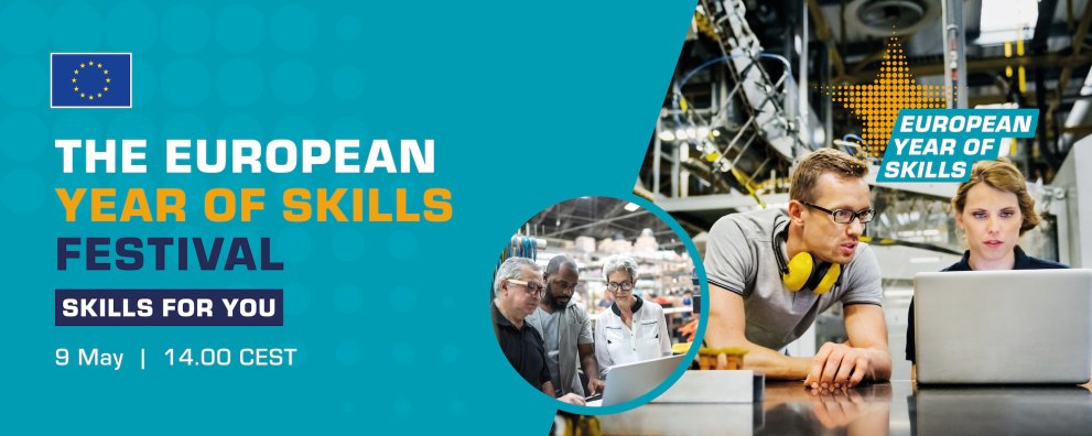 📅 Save the date! ✨ On 9 May, the @EU_Commission will celebrate the start of the Year with the #EuropeanYearOfSkills Festival. On this day, you will connect Brussels and to other events celebrating #EuropeDay and #Skills across Europe 🇪🇺 📝Register now: digital-skills-jobs.europa.eu/en/latest/even…