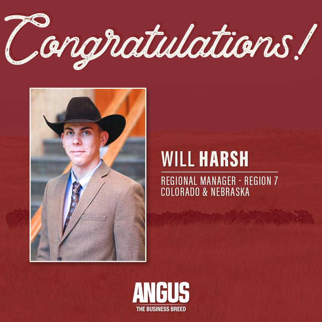Join us in welcoming a familiar face, Will Harsh, as the regional manager for Colorado and Nebraska. Harsh has served the past three years as regional manager for Alabama, Arkansas, Louisiana and Mississippi. Congratulations, Will!

To read more, visit: angus.org/Pub/AngusNewsR…