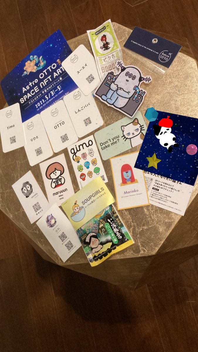 「宇宙のNFTアート展」5日まで🪐✨
主催のオットさん<a href="/astro_otto/">オット🪐AstroOTTO</a> はじめ運営の皆様の熱い想いが溢れるステキな展示会です🚀✨
心が温まる絵本のストーリーはぜひ会場で🥰🌈
みんなの作品はリプでご紹介！😻
ぜひ実物も見にきてね😽✨
自分の作品見るアマネ貼っときます🙌
お会いできた皆様ありがとう💕