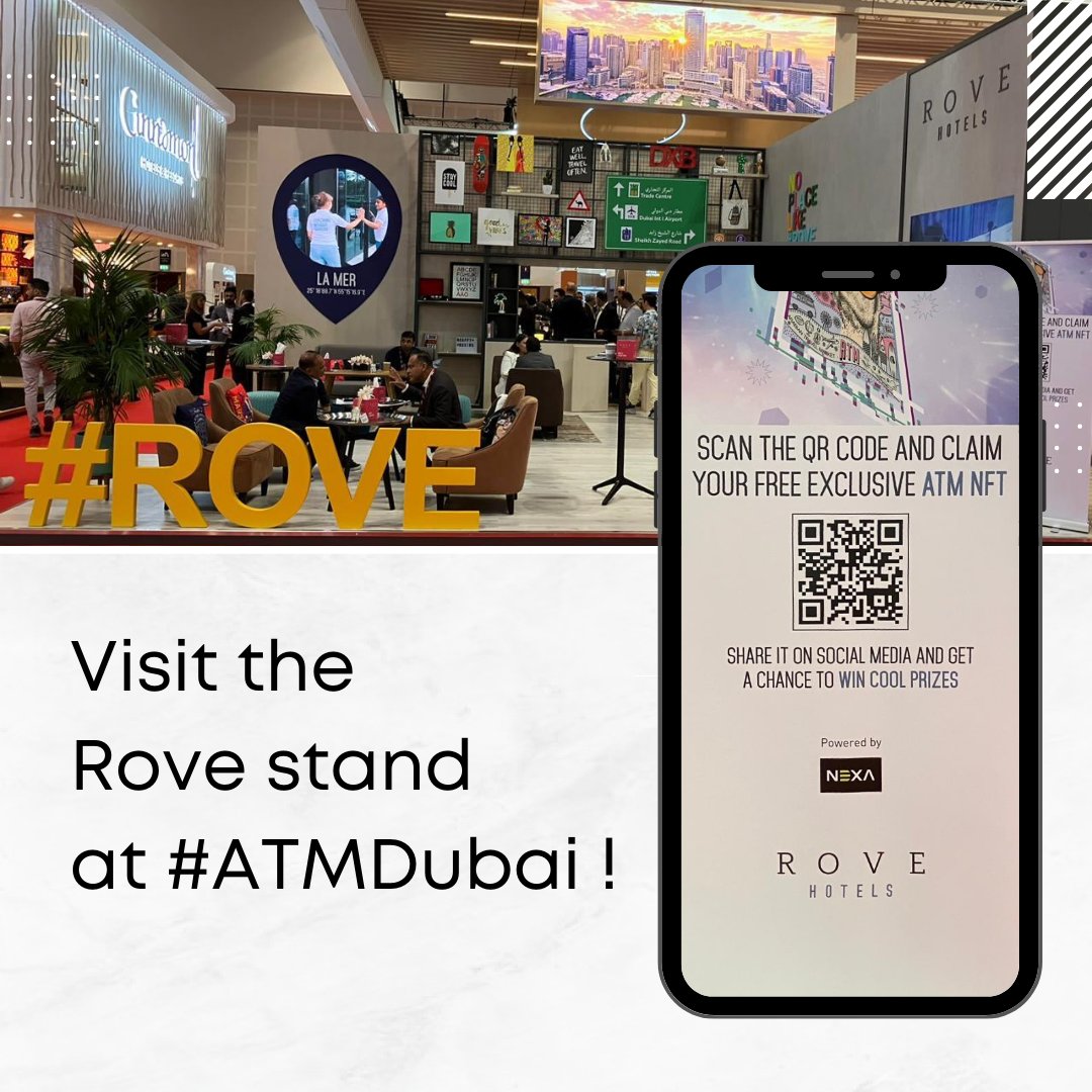 Exciting news! Our client <a href="/RoveHotels/">Rove Hotels</a> is showcasing their cutting-edge approach to NFTs at the ATM event, &amp; we’re thrilled to be partnering with them on this innovative solution. Head over to their stand to claim your free NFT, and enter for a chance to win some incredible prizes