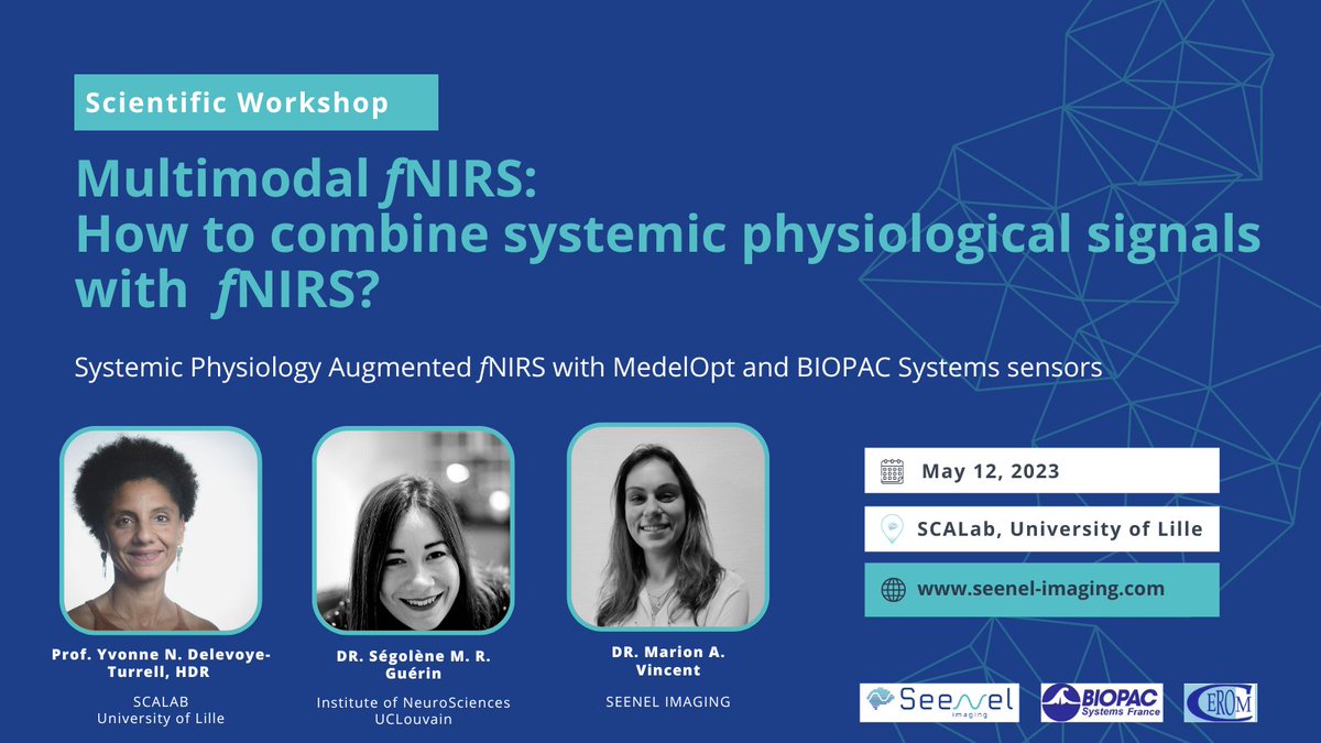 @Seenelimaging (@seenelimaging) on Twitter photo 🔜Want to know how to combine Systemic Physiology Signals with #fNIRS ?
Join us and our partners <a href="/BIOPACSystems/">BIOPAC Systems, Inc.</a> at the upcoming SPA-#fNIRS workshop in Lille, May 12th, 2023 !
The workshop will be centered on performing SPA-fNIRS with #BIOPAC sensors and #MedelOpt. 🔜Want to know how to combine Systemic Physiology Signals with #fNIRS ?
Join us and our partners <a href="/BIOPACSystems/">BIOPAC Systems, Inc.</a> at the upcoming SPA-#fNIRS workshop in Lille, May 12th, 2023 !
The workshop will be centered on performing SPA-fNIRS with #BIOPAC sensors and #MedelOpt.