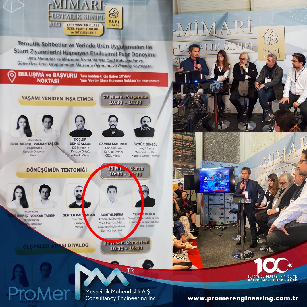 PromerMusMuh's tweet photo. 1)Between April 26-29, at Tuyap Build Fair, Experts Talk was realized with the participation of Promer Board Member and Senior Civil Engineer Suat Yildirim. There was intense and massive participation in the event. #promer #promerengineering #TüyapYapıFuarı #ustalarsöyleşisi https://t.co/026R3D9V8F