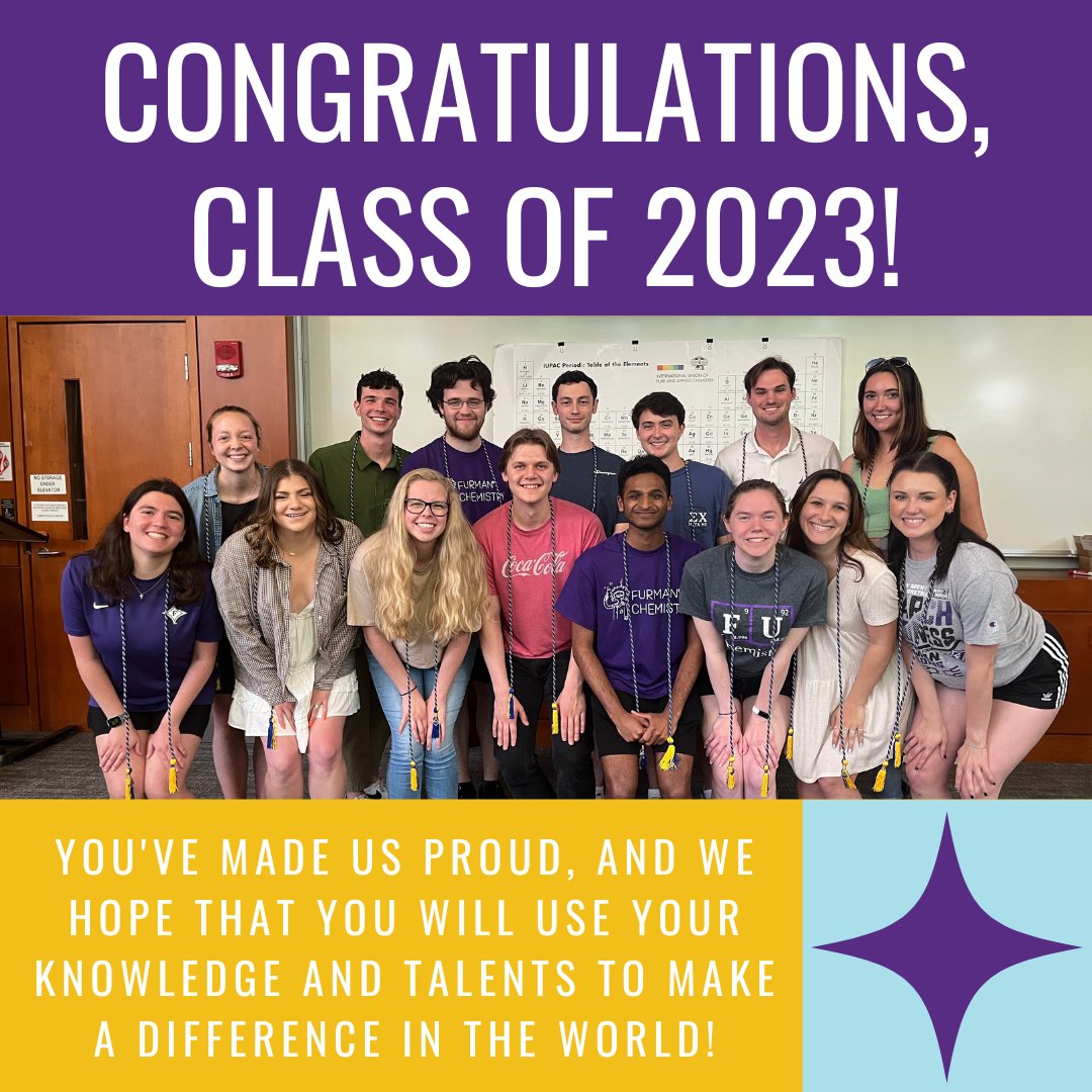 FurmanChemistry's tweet photo. Happy Graduation, Chemistry Class of 2023! #FurmanGrad #FU2023 https://t.co/mZSGfjhKRa