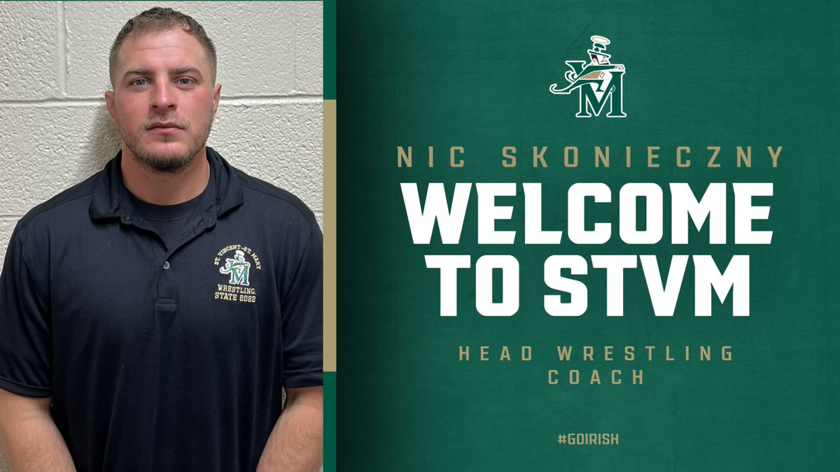 STVM Athletics is pleased to welcome our new Head Wrestling Coach, Nic Skonieczny! See the story below about our new coach ⬇️ 🤼‍♂️☘️stvm.com/news-detail?pk…