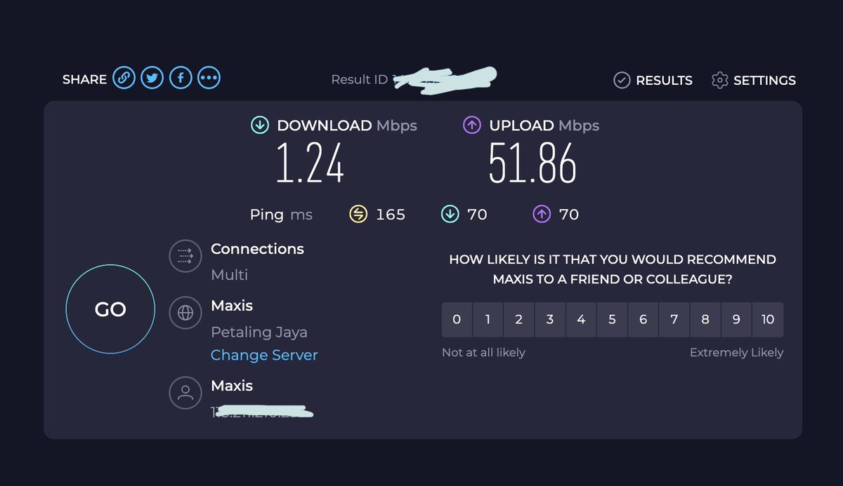 aisa_124's tweet photo. @Maxis what is this yar? 100mbps subscription but you give 100 times slower. This has been happening so often, almost everyday. This is not what I signed up for! https://t.co/IUfLiLRya8