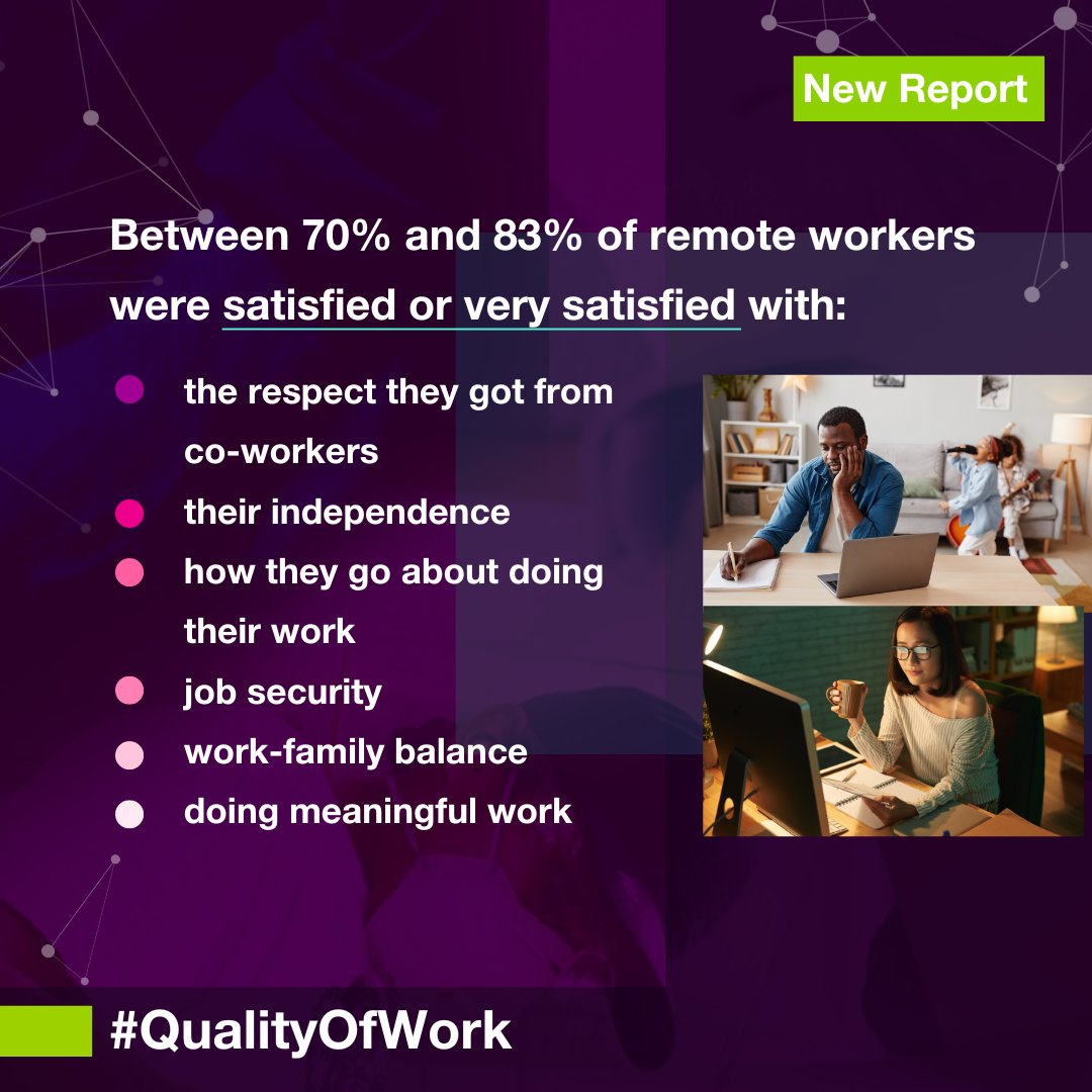 People who work from home experience higher levels of #JobSatisfaction &amp; positive well-being compared to non-remote workers.

What does this mean for employers &amp; policymakers as they plan for future work arrangements? Read our latest #QualityOfWork report fsc-ccf.ca/research/shapi…