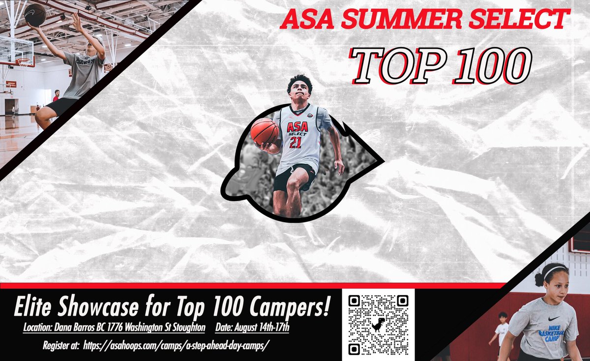 ASAhoops's tweet photo. ASA Top 100, featuring top campers from summer 2023.  New location - Dana Barros Facility - Stoughton, MA. Each week coaches invite best &amp; hardest working players to register. Must attend 2023 camp to be considered or been invited in 2022. All camps found https://t.co/OSdleH1v1O https://t.co/snqPG4TRhX