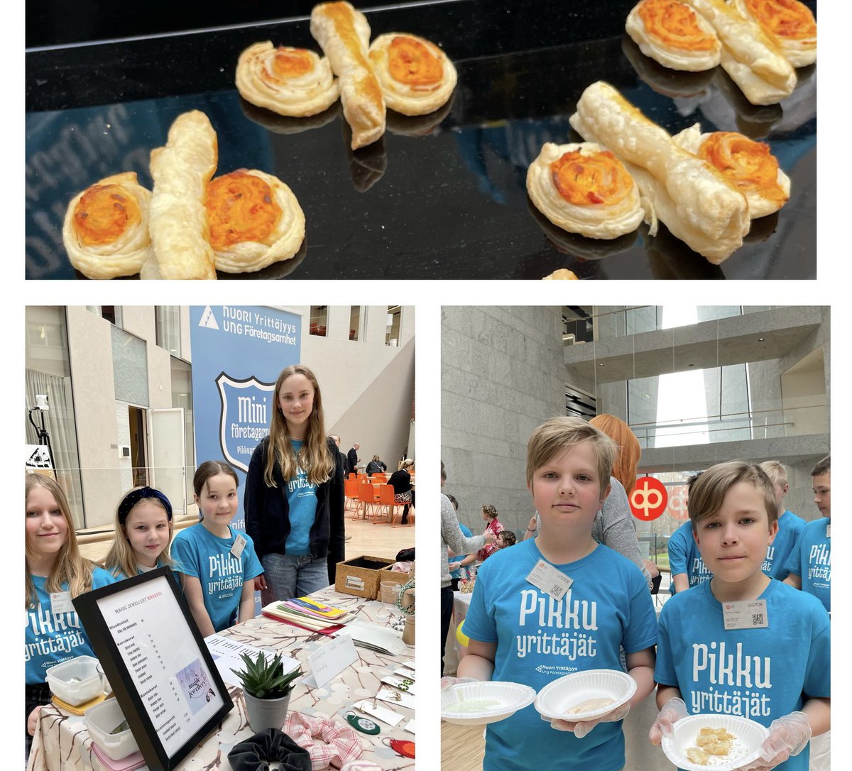 Kyllä oli vilskettä ja vipinää tänään @OP_Ryhma pääkonttorilla Vallilassa kun <a href="/Kirkkonummi/">(Vitsi) Kirkkonummi</a> #Pikkuyrittäjät pistivät markkinat pystyyn ja kauppa kävi🤩Huikeita myyjiä,ihania tuotteita ja visut yllätyksiä täynnä👌✨Tätä on kuulemma koulupäivä parhaimmillaan @NuoriYrittajyys