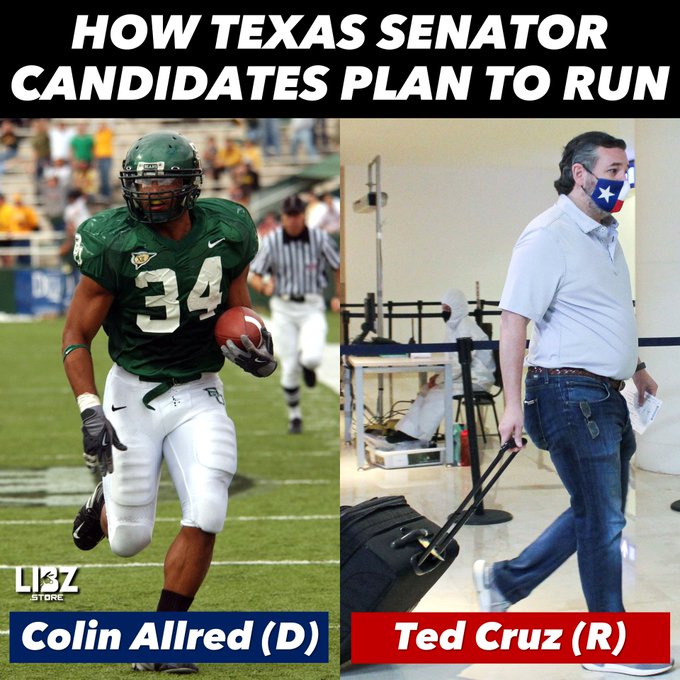 Colin Allred vs. Ted Cruz (both known for their running ability)