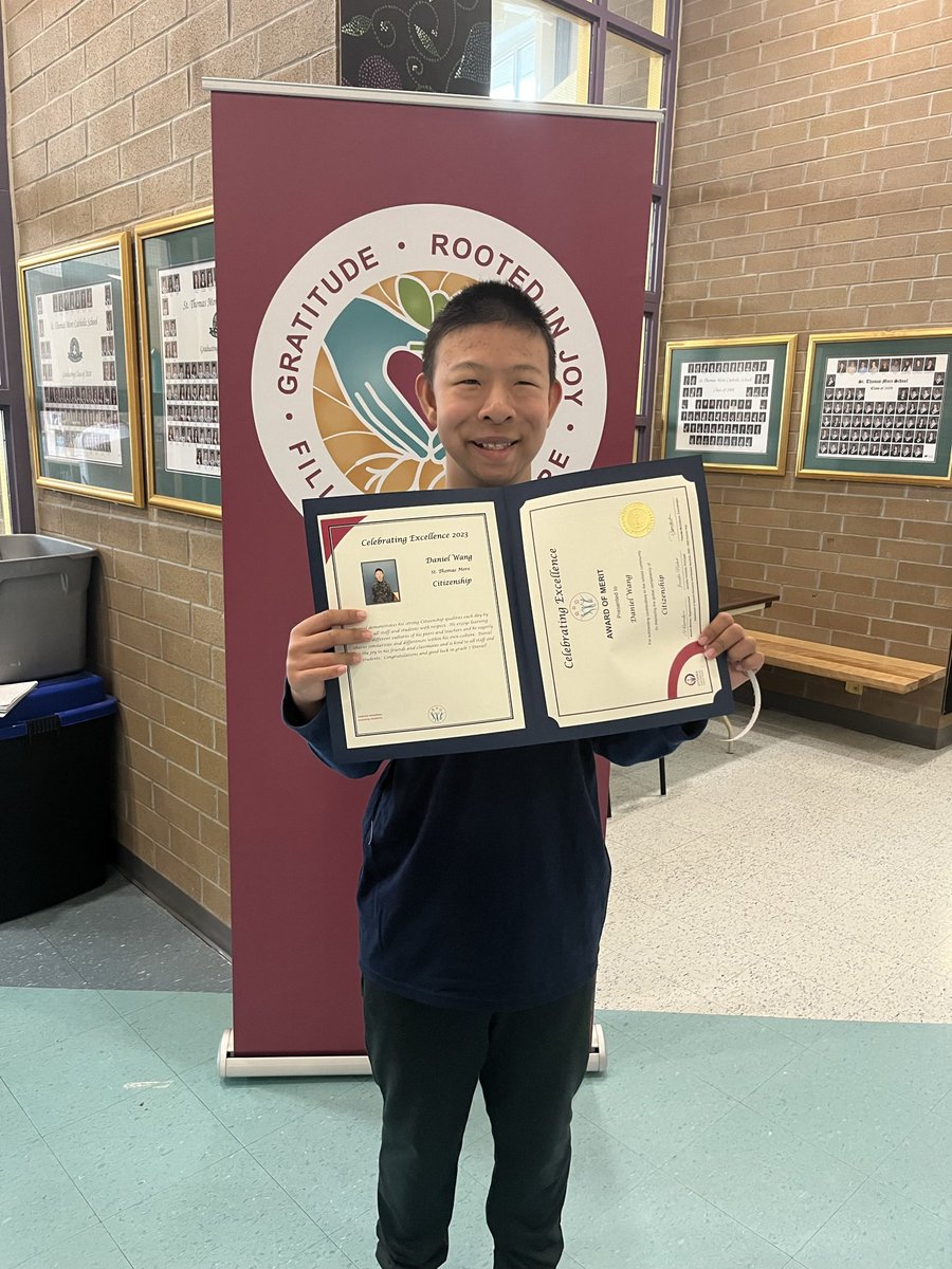 Yesterday, the <a href="/ThomasMoreOCSB/">St. Thomas More School</a> community celebrated D for his #ocsbExcellence. An outstanding citizen of STM, this young man’s respect, perseverance and kindness have impacted so many. Congratulations D ✨