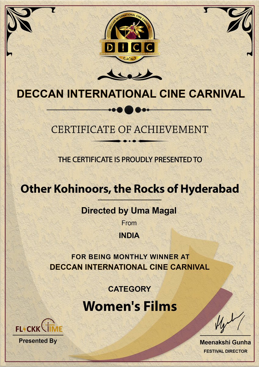 #AwardWinningTeam #honoured and #thrilledtoannounce We started festival submissions very locally - naturally in the Dakhan :)
#Hyderabad #Telangana #TelanganaNews #geohearts #awardwinning #filmmaking #films #festival #filmfestival #documentary #rockstar #winner #otherkohinoors