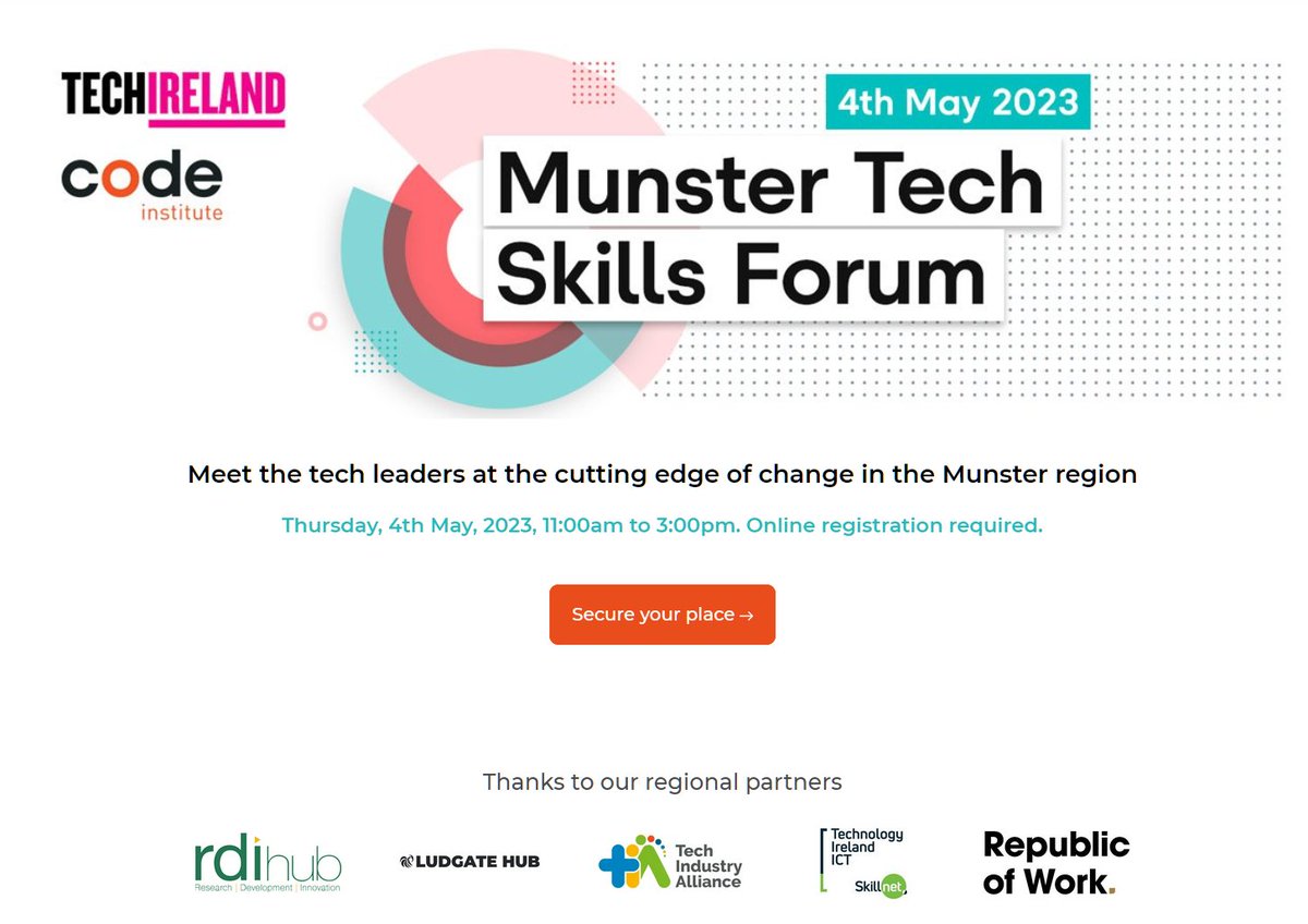 GOSuill's tweet photo. Looking forward to speaking at tomorrow's Tech Skills Forum event at the @RDIhubIrelandand to meeting fellow panellists and speakers. Looks like a great event. Further information and online registration details at https://t.co/TGIz9CnJde #MTSF23 https://t.co/fQxgUqyOkv