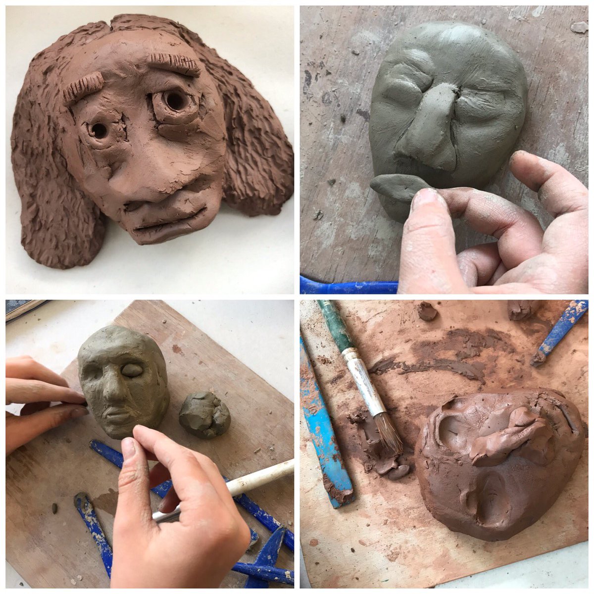 GomersalArt's tweet photo. Hands on... in Y5 today.
We’ve been creating 3D portraits inspired by contemporary artist, Philippe Faraut. Quite challenging at times, but everyone tried their best. Lots of individual characters and dirty hands! #makefirst @CraftsCouncilUK @accessart @PaulCarneyArts @NSEAD1 https://t.co/gjMyK6lcpY