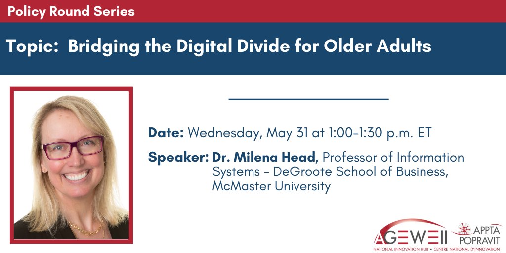 APPTA_POPRAVIT's tweet photo. ‼️Only two more weeks before we are joined with Dr. Melina Head to discuss the causes and consequences of the digital divide for older adults and how we can bridge this divide.‼️

👉Register now:        https://t.co/u5yNoNIyRg.

#DigitalDivide #DigitalInclusion #APPTA #AGEWELL https://t.co/noRLw8DvkE