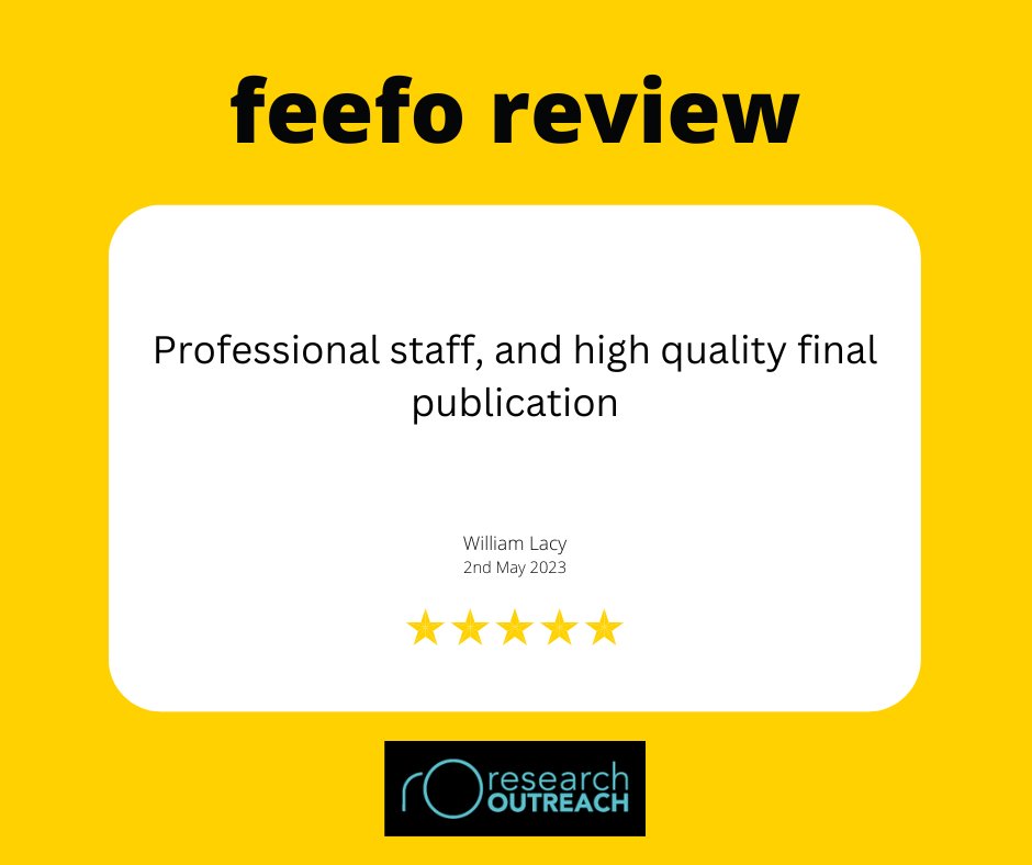 So pleased to see another positive @Feefo_Official  review! 

To find out more about our work, please visit: researchoutreach.org/our-services/ 

#FeefoTrusted #SciComm #ScienceCommunication