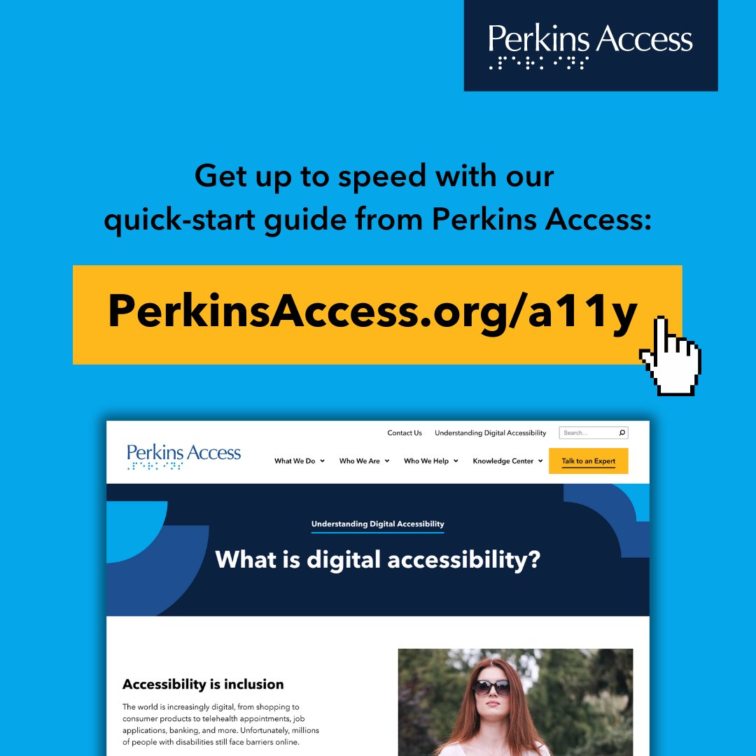 The world is increasingly digital &amp; 96.3% of home pages have barriers that exclude people with disabilities. But it doesn’t have to be that way. Enter <a href="/Perkins_Access/">Perkins Access</a>: our team of #DigitalAccessibility consultants. Check out their quick-start guide: PerkinsAccess.org/a11y/