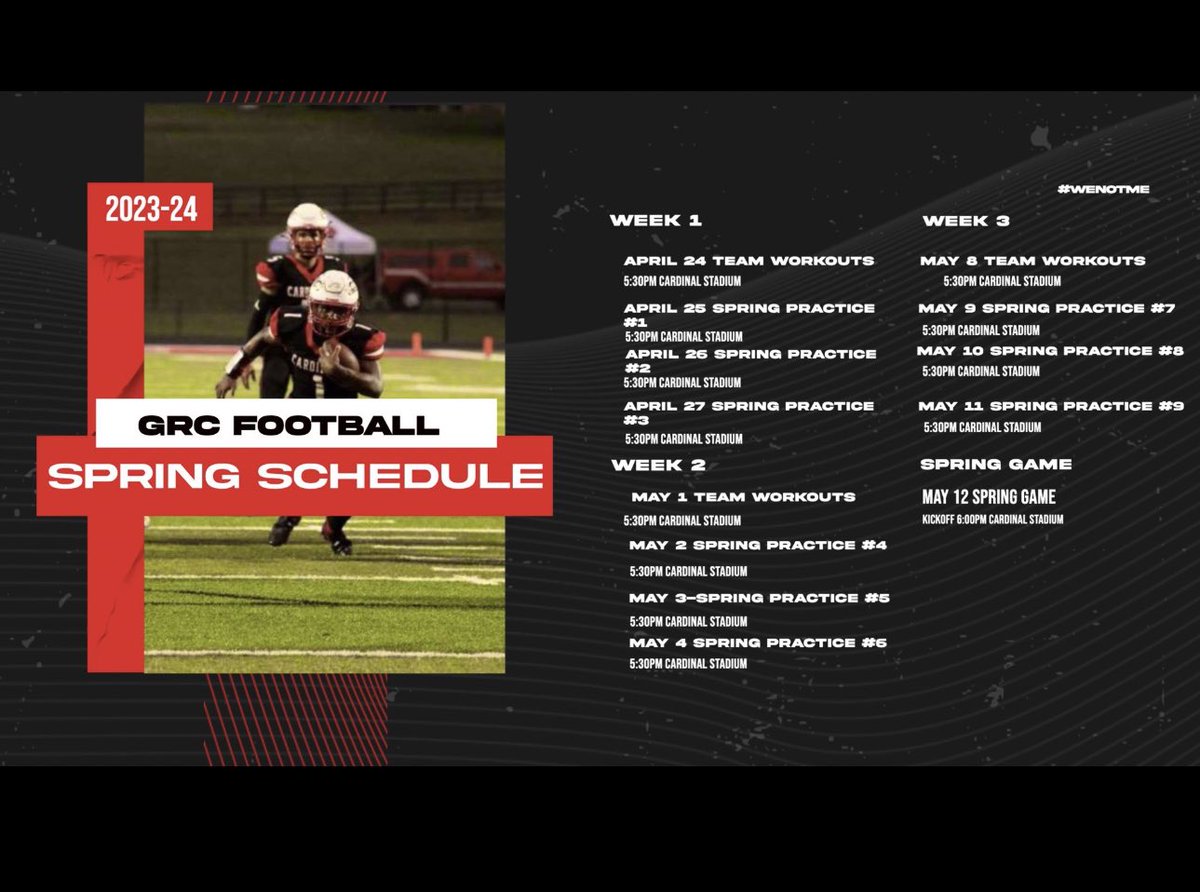 Week 2 of Spring Ball in WinCity. Come by and see the Cards!

📍2745 Boonesboro Road Winchester, Ky. 40391

Head 🏈 Coach <a href="/chirico_joe/">Joe Chirico</a> 

#WeNotMe