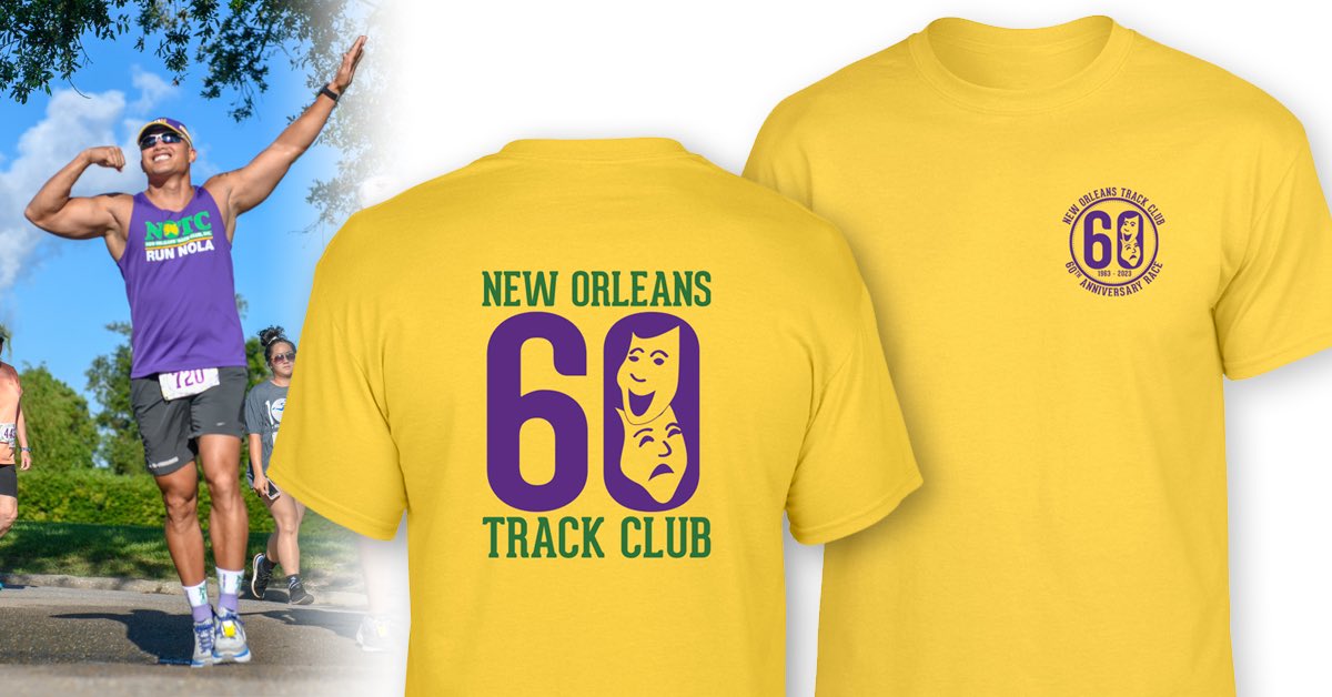 runNOTC's tweet photo. SHIRT REVEALED! All pre-registered participants receive this year's commemorative t-shirt. Sign up now to celebrate 60 years of running and walking in the Crescent City with the NOTC 60th Anniversary Race on May 13! 🎉 #runNOLA #5k #kidshalfmile 

https://t.co/eecZoo96Vz https://t.co/XrcDecHKNo