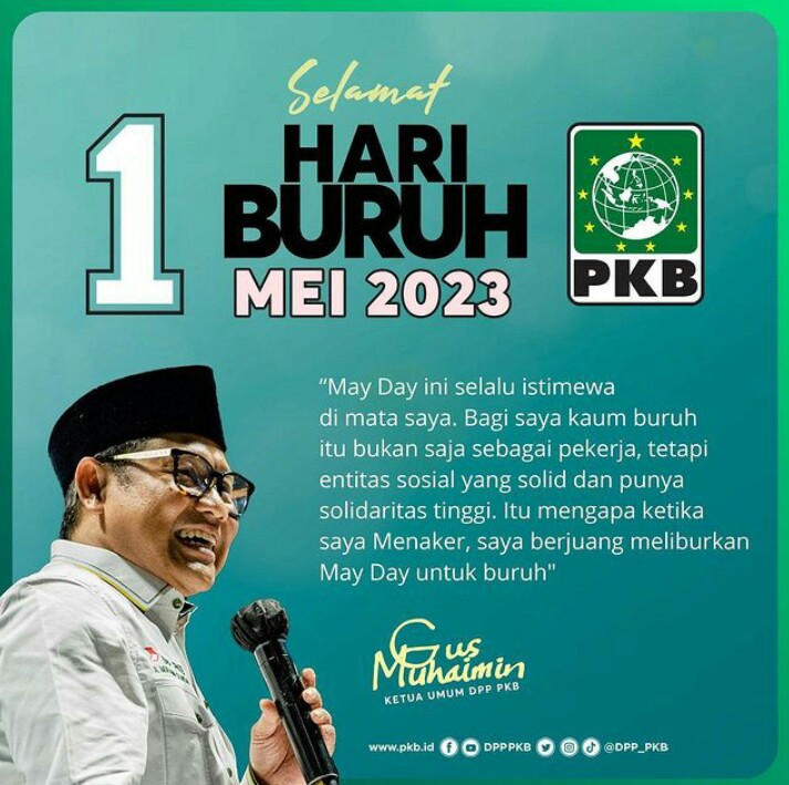 Ping! Happy Workers day...Selamat Hari Buruh 1 Mei 2023
'World Day for Safety and Health at Work'
#GusMuhaimin2024 
#HariBuruh 
#MayDay 
#hasbiallahilyas
#nurhasanse