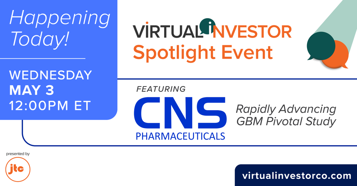 #HappeningToday: Join us for our presentation at 12 PM ET! Access the event and register here: bit.ly/3Lurvje  

#VirtualInvestor $CNSP @InvestorVirtual