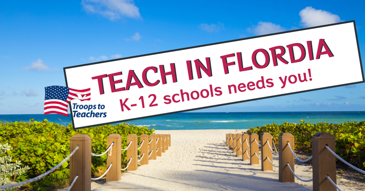 TTT_DANTES's tweet photo. FLORIDA NEEDS TEACHERS
...and that means you! You can teach in many states. Why not Florida?! TTT has a contact to help you get started. 
Email ttt@navy.mil for more information
TTT: https://t.co/leiDAVnXVM
MORE INFO: https://t.co/Fedc4UNdiC https://t.co/NaPRaSeHv8