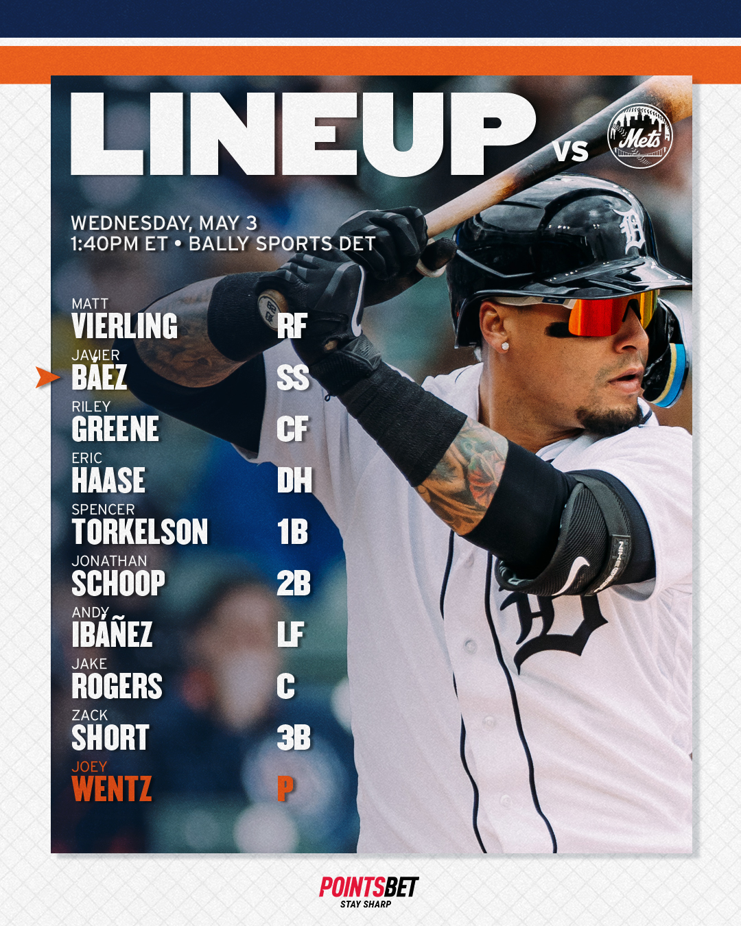 Detroit Tigers on Twitter "⚾️ ️ ️ Here’s how we line up for Game 1 of