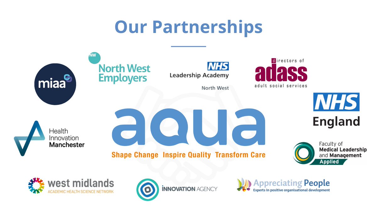 We pride ourselves on working collaboratively with other organisations to produce the most impactful programmes, training and support we can.

These partnerships are proof of what we believe: that improvement is done best when working together

Learn more: aqua.nhs.uk
