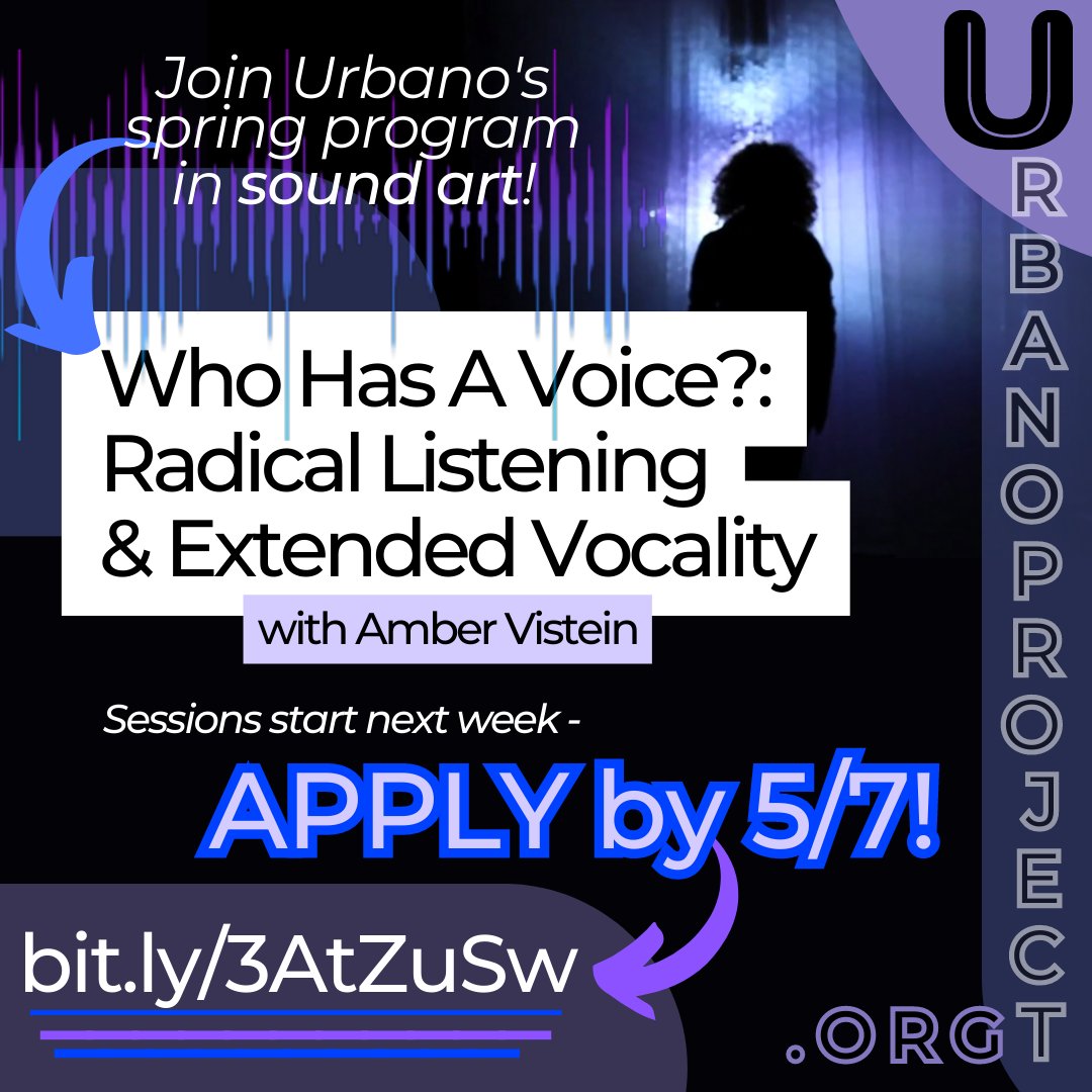 urbanoproject's tweet photo. 👂 Interested in sound art? 🎧 Apply for Urbano's spring program! Applications close this Sunday - submit yours today: https://t.co/V9d4ldZc1A https://t.co/AeQ1zR8qBI