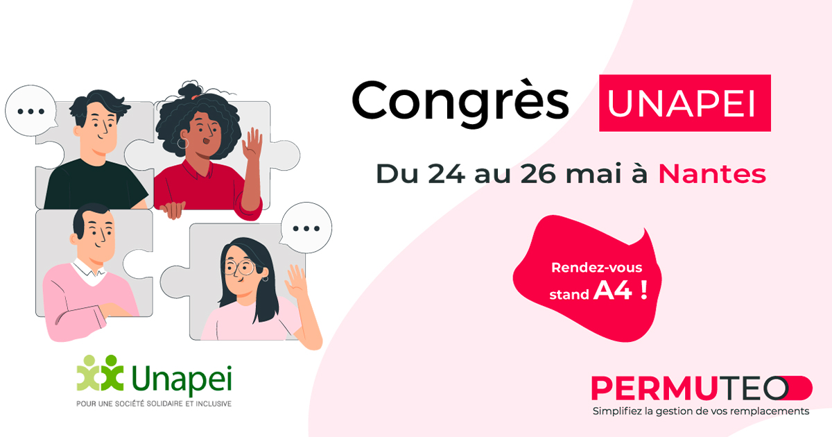 [ #Savethedate 📣 ] Retrouvez-nous au Congrès #Unapei qui se déroulera du 24 au 26 mai à Nantes.

Au programme, 3 jours d'échanges pour "une société solidaire et inclusive autrement".

Inscriptions et programme complet ici 📷 bit.ly/3LR9Y56

#Handicap #RH #médicosocial