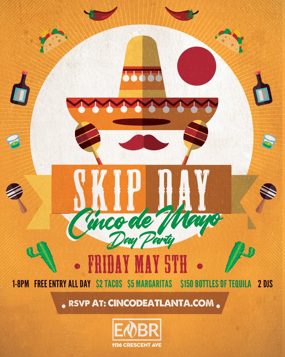 NPhillySleep's tweet photo. SKIP WORK DAY. Cinco de Mayo Friday Free Day Party 1-8pm @Embr Lounge - https://t.co/rzNxTXUW63 https://t.co/zNft1WENfV