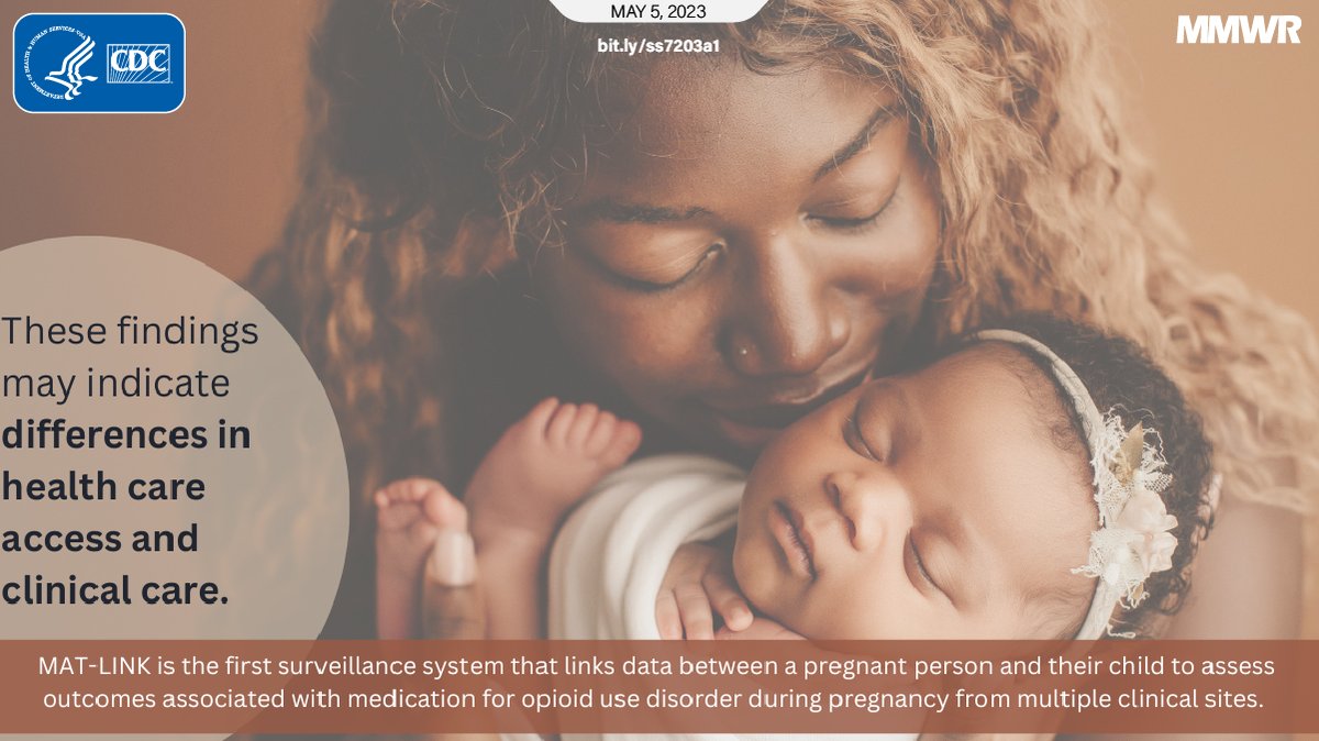 Read the latest findings from CDC’s MAT-LINK surveillance system on medication for opioid use disorder (OUD) during pregnancy. This surveillance system will provide data to guide treatment & improve outcomes for pregnant patients w/ OUD & their children: bit.ly/ss7203a1