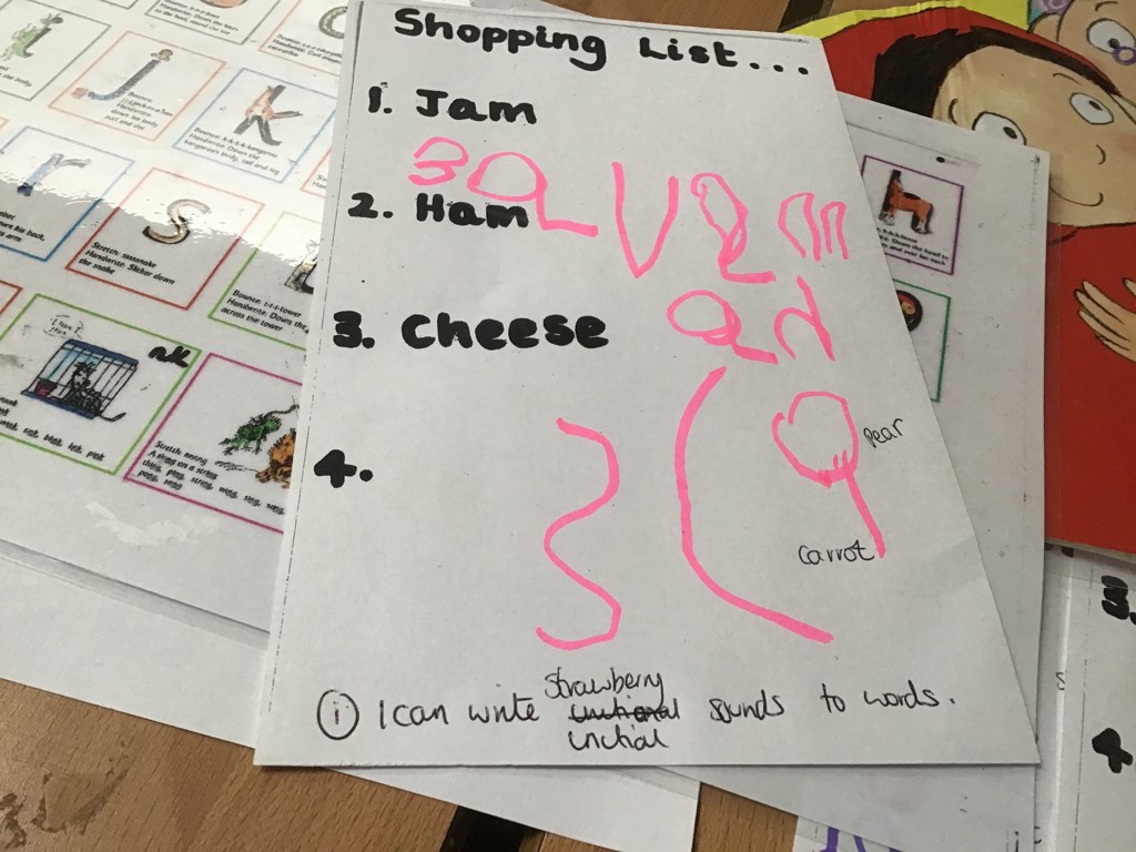 CaterpillarsHan's tweet photo. The caterpillars have been super excited to write shopping lists for little red writing hood.
They have been using their phonic knowledge and a sound mat to have a go at writing some of the sounds that they can hear. 
They are amazing and blew our socks off! 🥰
#EYFS #Hanwell https://t.co/fFrPxNWEbP