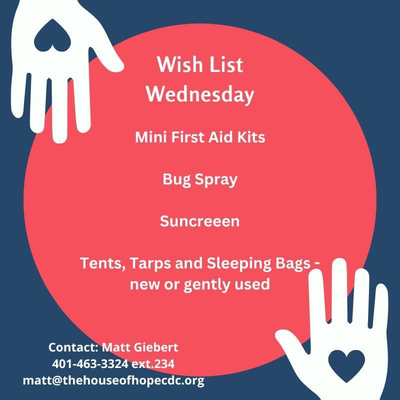 Wish List Wednesday! The Spring / Summer months are upon us and we are already receiving requests for bug spray and sunscreen. Please help if you are able!