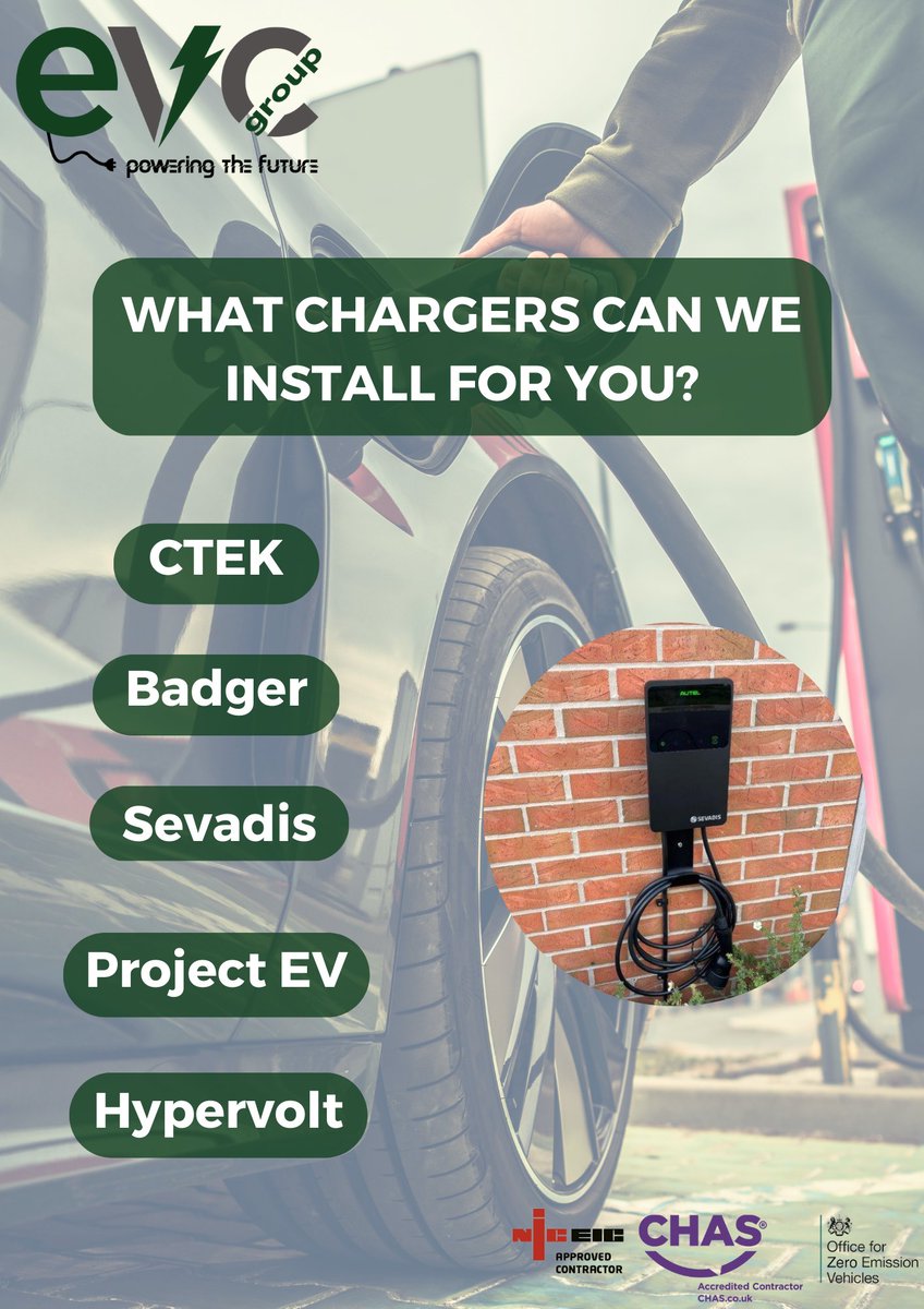 We can install many brands within the EV industry ⚡️🔌 . Head to our website to see what charger is right for you 🔋: evcgroup.co.uk #evcharging #EV #electricvehiclecharging #electricvehicles #evchargerinstallers #chorley