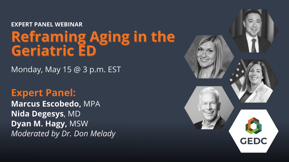 Our next webinar is 5/15 @ 3 p.m. EST. We’ll examine the concept of ageism — what it is &amp; how it affects the daily lives &amp; clinical care of older people in the ED. The webinar will feature the <a href="/johnahartford/">The John A. Hartford Foundation</a> Reframing Aging initiative.
Register: gedcollaborative.com/event/aging-in…
