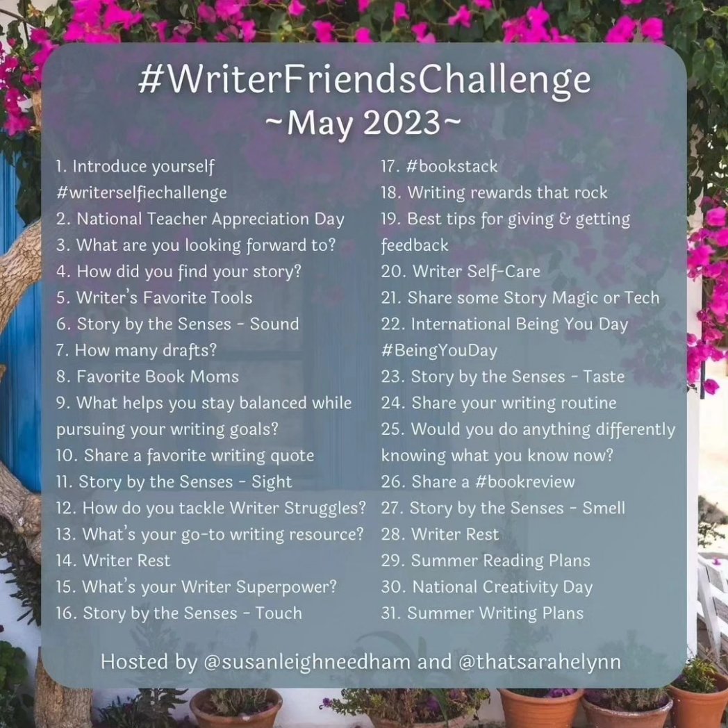 #WriterFriendsChallenge May 3d:
What Are You #LookingForwardTo?

I'm looking forward to posting the gratuitous nonsense that I wrote bc of this damn post on Twitter! 😂

SUPER SARCASTIC THANKS, @ElliottRook! 🤭🤭🤭🤭🤭