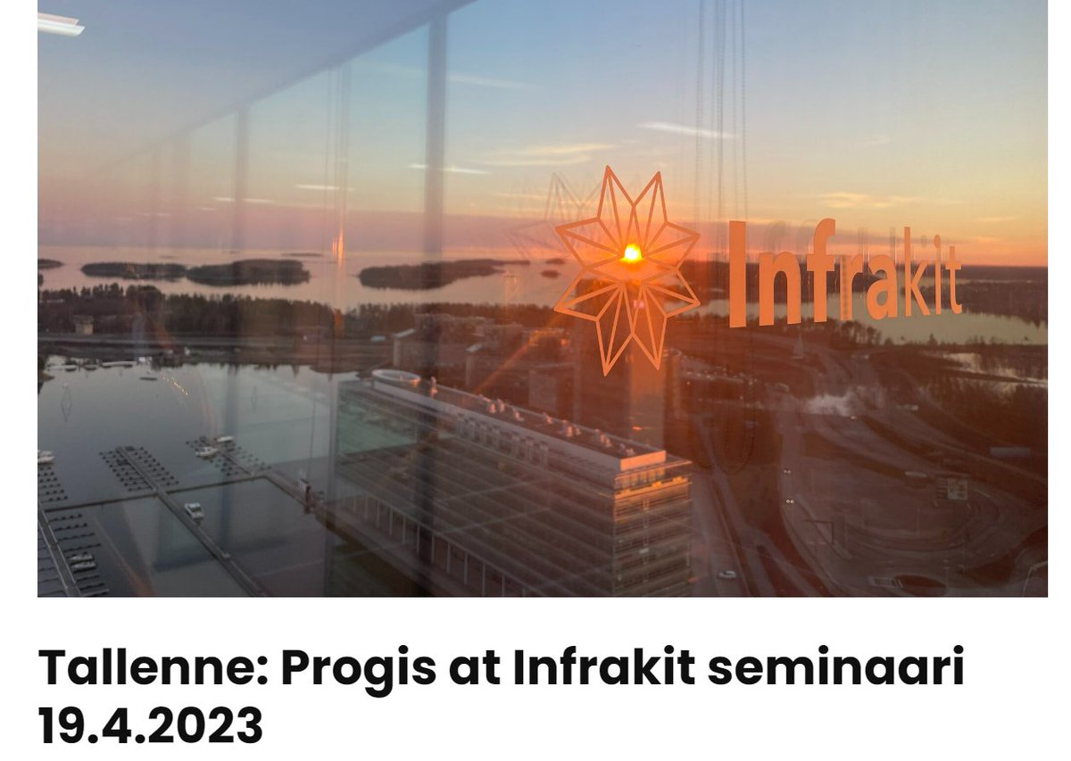 Jäikö <a href="/Infrakit/">Infrakit</a> vierailu harmillisesti välistä? Ei hätää! Miniseminaarin tallenne nyt katseltavissa täältä 🍿: progis.fi/yleinen/tallen…