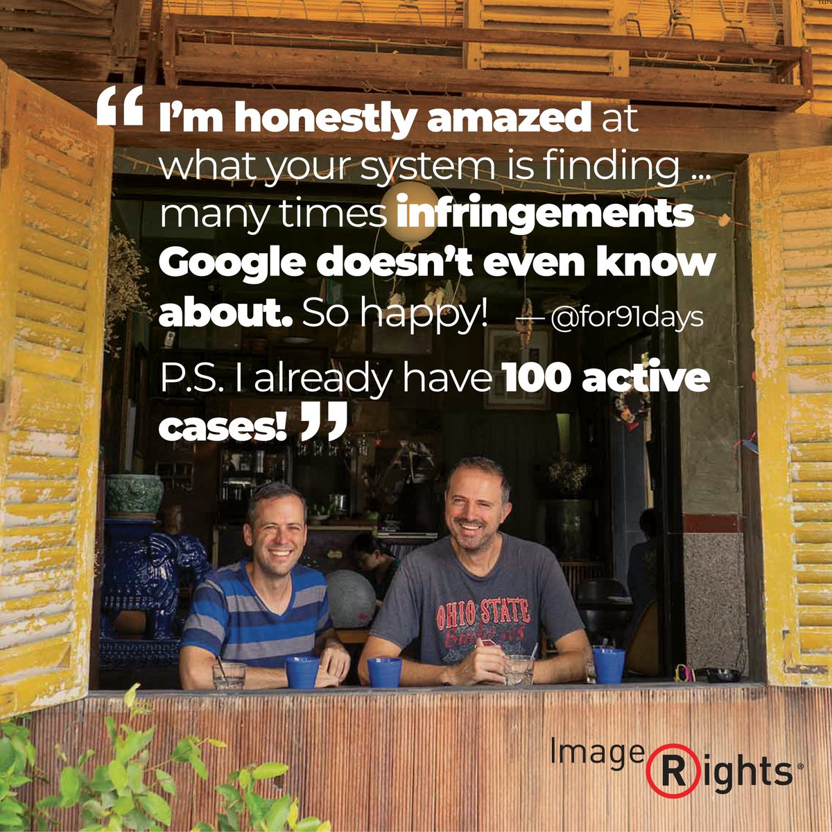 ImageRights's tweet image. Stop copyright infringement in its tracks with ImageRights! Our system goes beyond what even Google can find, giving you unmatched protection for your intellectual property. Thank you @for91days for trusting us your images, with 100+ active cases we have your back!