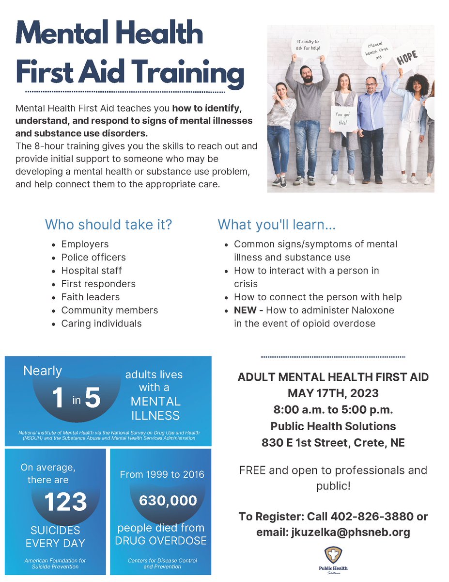 PHSHealthDept's tweet photo. Still time to register for this training! 
#MentalHealthAwarenessMonth #mentalhealth #mentalhealthsupport https://t.co/LB3SBHIZFQ